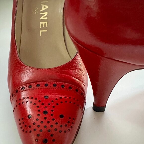 Chanel Leather Red Shoes US Size 6.5 (37.5) - Picture 2 of 13